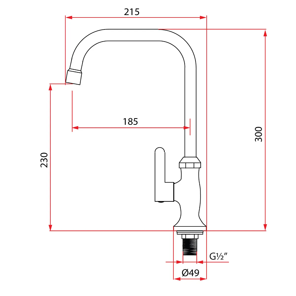 Rubine Alta K91344 Sink Cold Tap - view 2